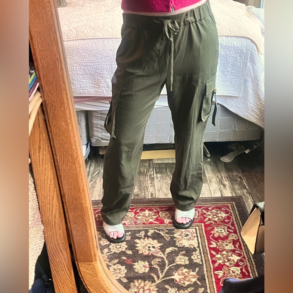 MICHAEL Michael Kors Olive Green Cargo Drawstring Trousers